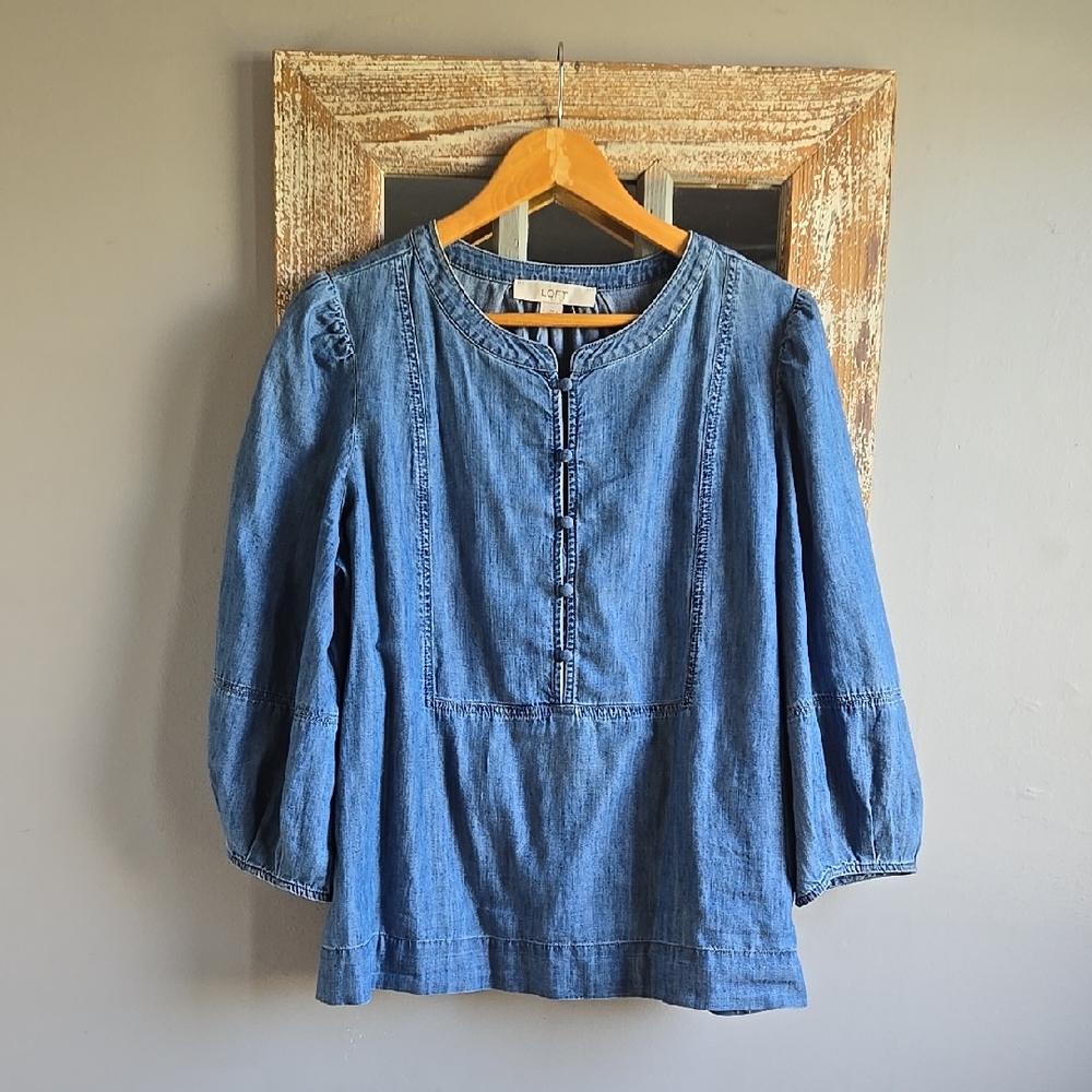 LOFT Denim Blue Blouse
